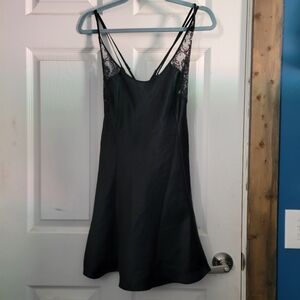 Vintage Victoria's Secret Black Mini Slip Dress With Lace Detail Y2K Size M